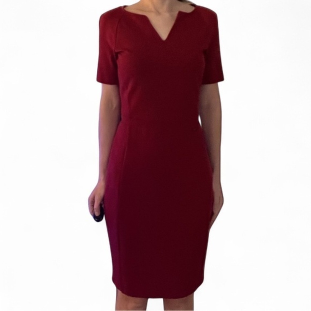 Armani Exchange A|X Women's Short Sleeve V Neck Bodycon Dress Size XS. Royal Red